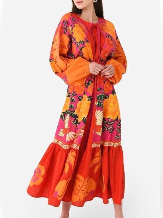 FARM Rio Dresses & Skirts - Farm Rio Sunset Patchwork Maxi Dress - Flawed - please read